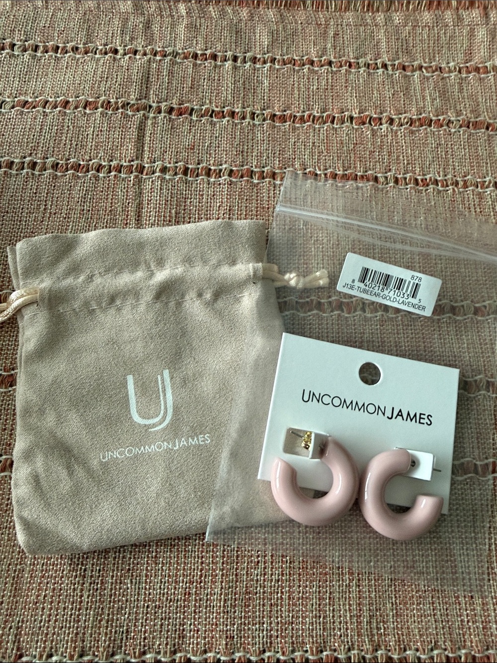 Uncommon James tube hoop earrings lavender new!